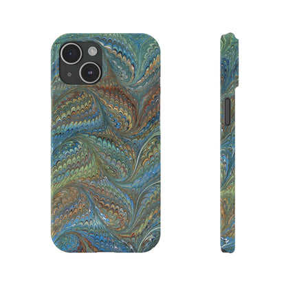 Blue and Green Italian Marbled Swirl Design, Italy Feather Phone Case, Multi-Color, Slim Phone Cases, Case-Mate IPHONE16 and all sizes