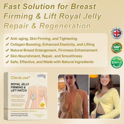 Official Online Offer | CleraLuxe® 💎 ROYAL JELLY FIRMING & LIFT PATCH - Safe to use during breastfeeding – suitable for concerns such as underdeveloped breasts, sagging, flatness, skin creasing, and nipple pigmentation.