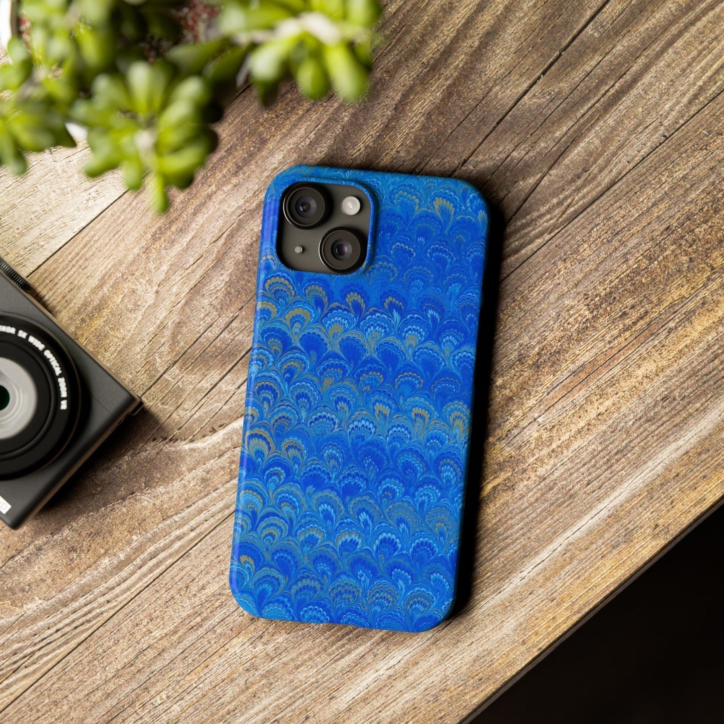 Blue Marbled Design, Italy Feather Phone Case, Multi-Color, Slim Phone Cases, Case-Mate IPHONE16 and all sizes
