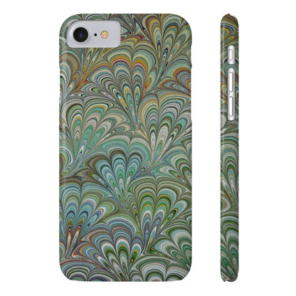 Deep Green Peacock Italian Marbled Design, Italy Feather Phone Case, Multi-Color, Slim Phone Cases, Case-Mate IPHONE16 and all sizes
