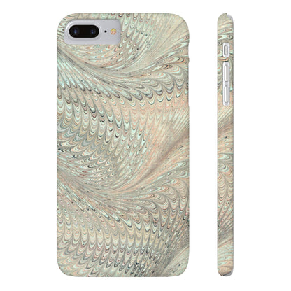 Marbled VIntage Design, Italian Feather Phone Case, Green Hues, Mint, Beige, Neutrals, Slim Phone Cases, IPHONE16 and all sizes