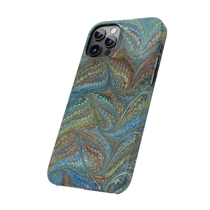 Blue and Green Italian Marbled Swirl Design, Italy Feather Phone Case, Multi-Color, Slim Phone Cases, Case-Mate IPHONE16 and all sizes