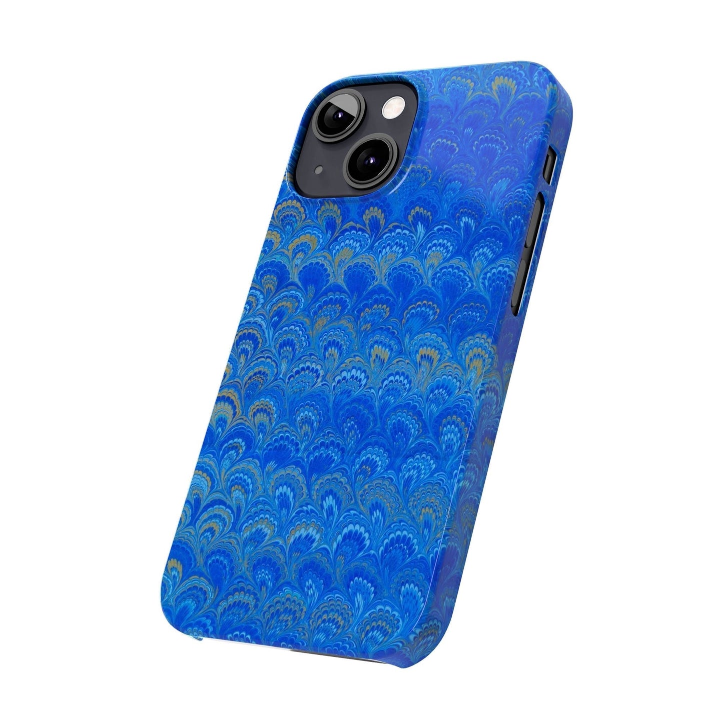 Blue Marbled Design, Italy Feather Phone Case, Multi-Color, Slim Phone Cases, Case-Mate IPHONE16 and all sizes