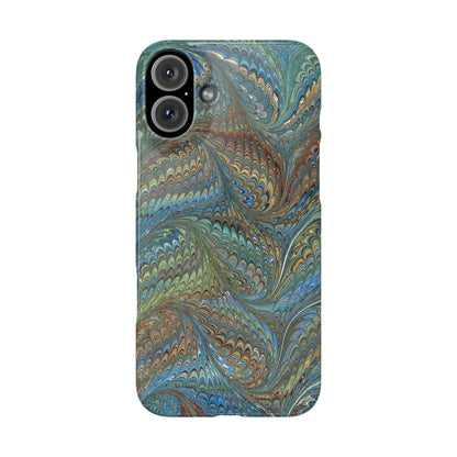 Blue and Green Italian Marbled Swirl Design, Italy Feather Phone Case, Multi-Color, Slim Phone Cases, Case-Mate IPHONE16 and all sizes